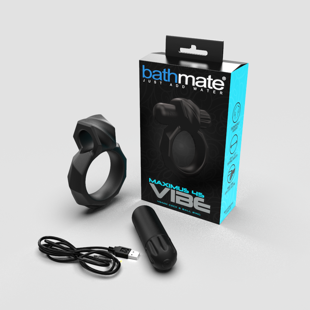 Эрекционные кольца с вибрацией - Эрекционное кольцо с вибропулей Bathmate Maximus VIBE 45mm, перезаряжаемое 4