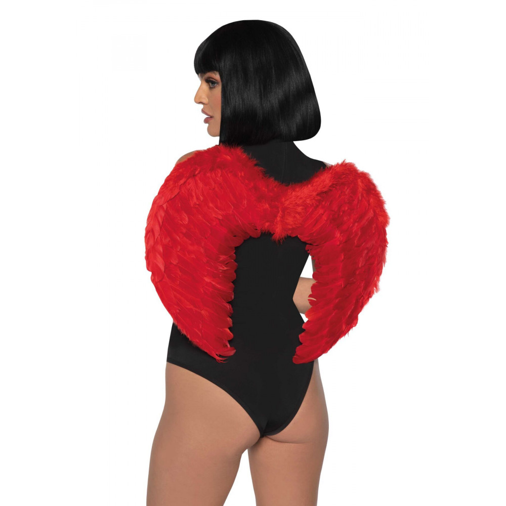 Эротические костюмы - Крылья дьяволицы Leg Avenue devil wings Red, настоящие перья 3