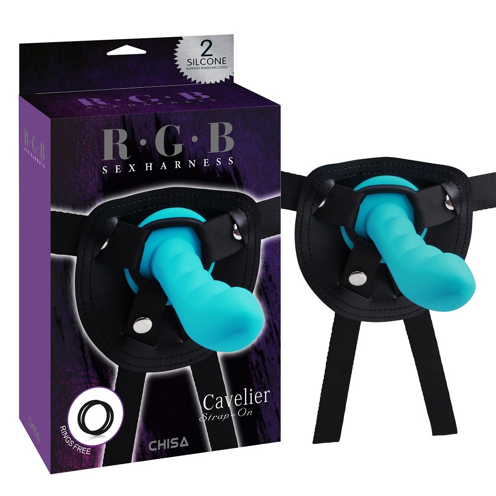 Секс игрушки - Страпон женский Chisa R.G.B Sex Harntss Cavelier с фаллоимитатором голубого цвета