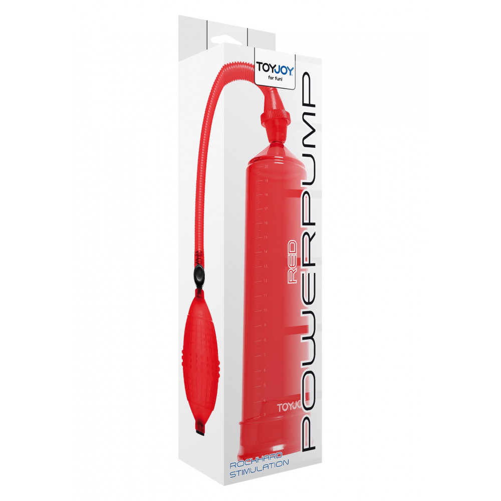 Секс игрушки - Вакуумная помпа для члена Toy Joy Power Pump механическая, красная 3