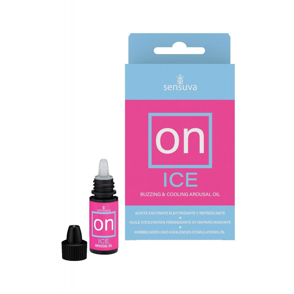 Лубриканты - Возбуждающий и охлаждающий жидкий вибратор Sensuva ON ICE, 5 мл 1