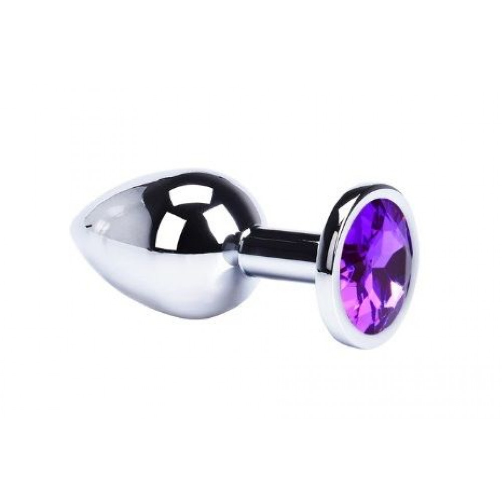 Анальная пробка со стразом - Анальная пробка Metall Dark Violet, S